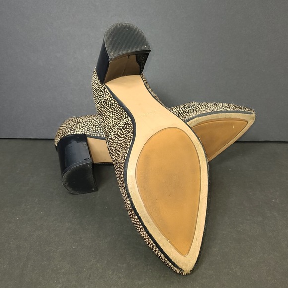 Clarks Real Cow Fur Pumps Womens 9M Animal Print Block Heel Leather Lined - Picture 9 of 10